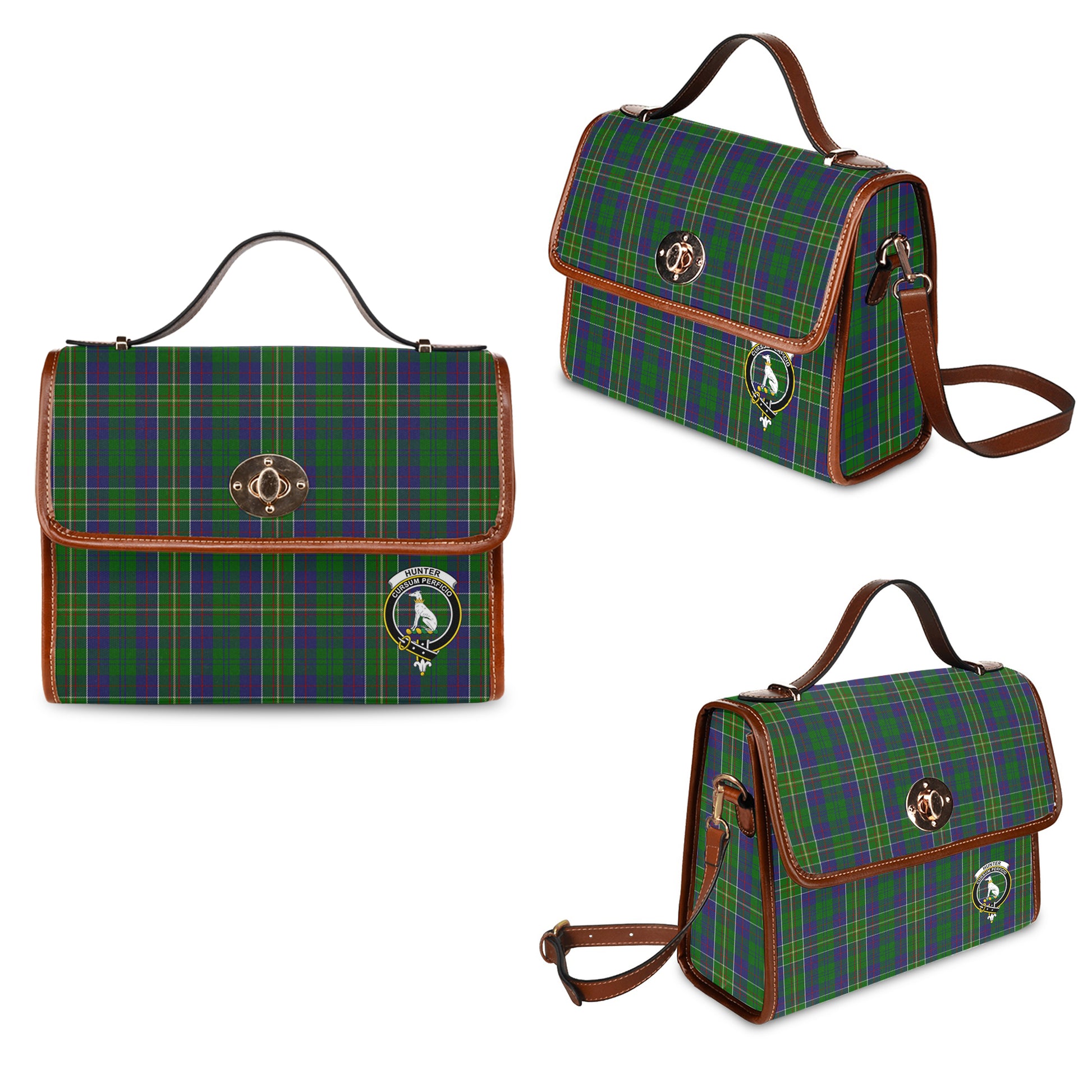 hunter-of-hunterston-tartan-leather-strap-waterproof-canvas-bag-with-family-crest