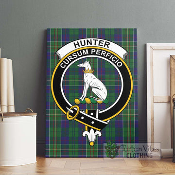 Hunter of Hunterston Tartan Canvas Print Wall Art with Family Crest