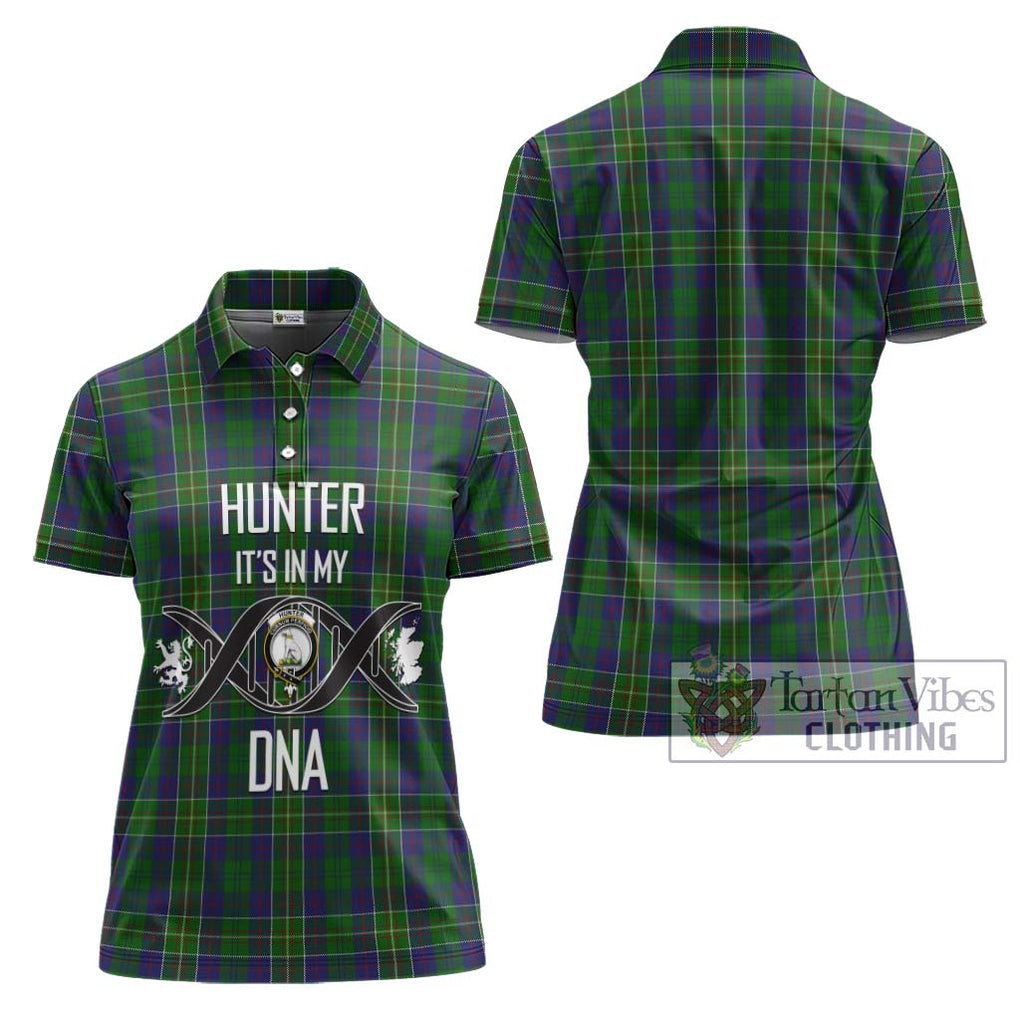 Hunter of Hunterston Tartan Women's Polo Shirt with Family Crest DNA In Me Style - Tartanvibesclothing Shop