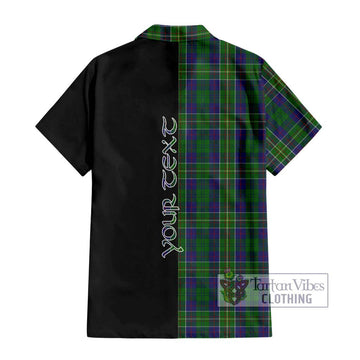 Hunter of Hunterston Tartan Short Sleeve Button Shirt with Family Crest and Half Of Me Style