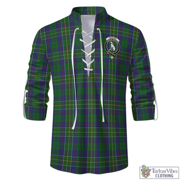 Hunter of Hunterston Tartan Men's Scottish Traditional Jacobite Ghillie Kilt Shirt with Family Crest