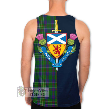 Hunter of Hunterston Tartan Men's Tank Top with Scottish Lion Royal Arm Half Style