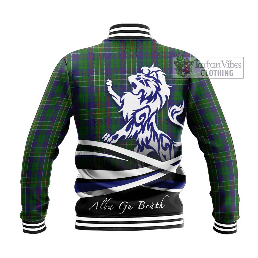 Hunter of Hunterston Tartan Baseball Jacket with Alba Gu Brath Regal Lion Emblem - Tartanvibesclothing Shop