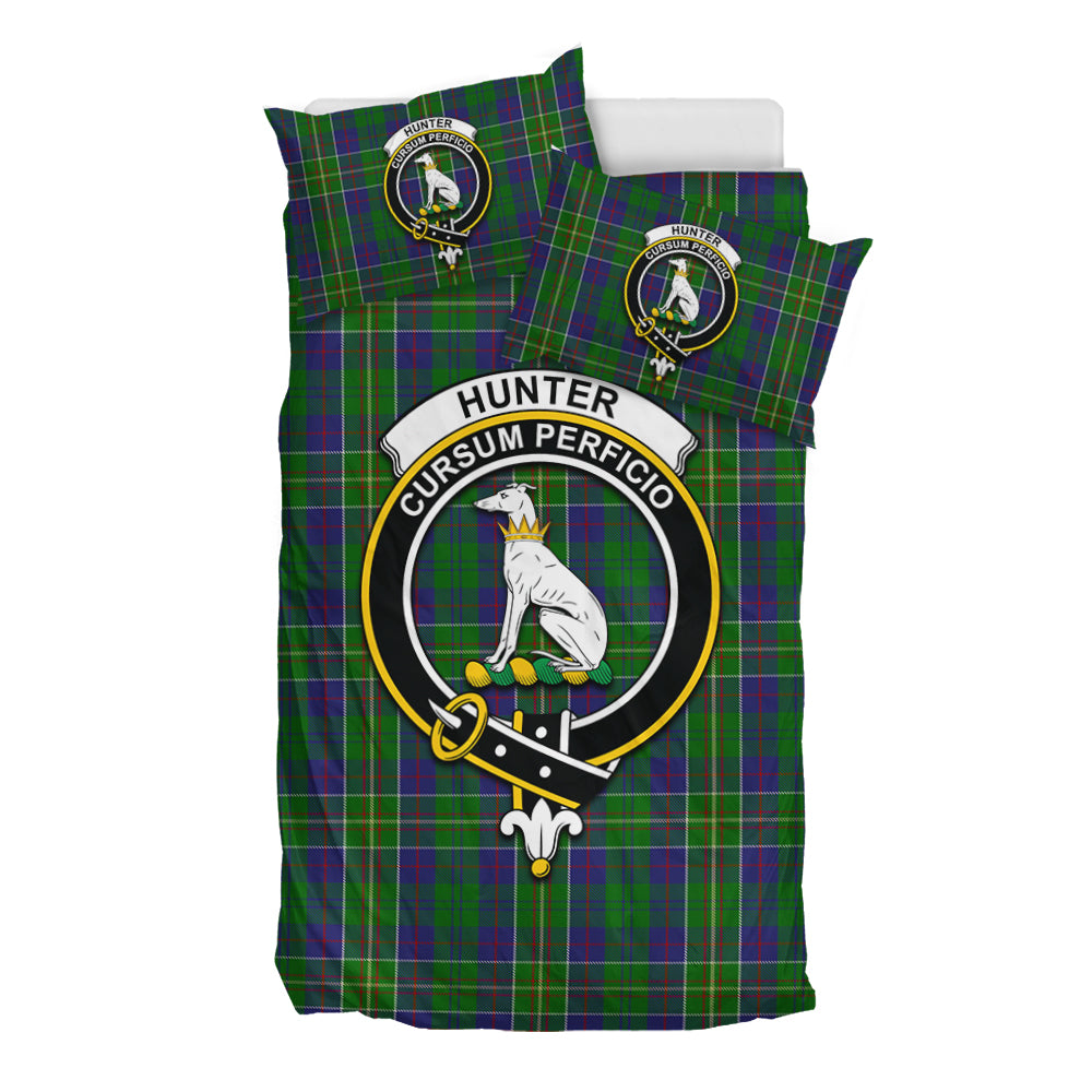 Hunter of Hunterston Tartan Bedding Set with Family Crest - Tartan Vibes Clothing