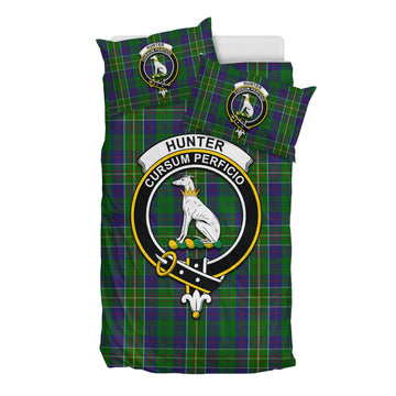 Hunter of Hunterston Tartan Bedding Set with Family Crest