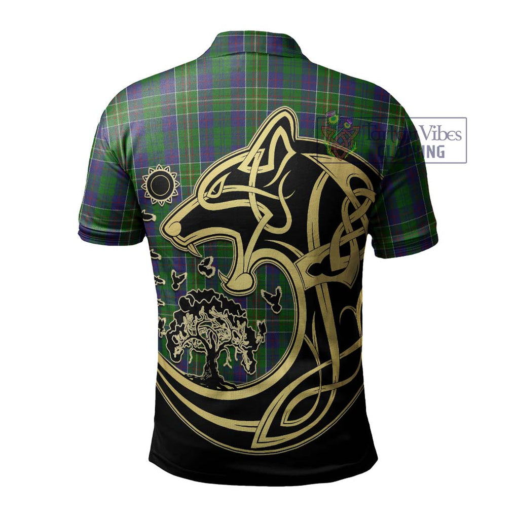 Hunter of Hunterston Tartan Polo Shirt with Family Crest Celtic Wolf Style - Tartanvibesclothing Shop