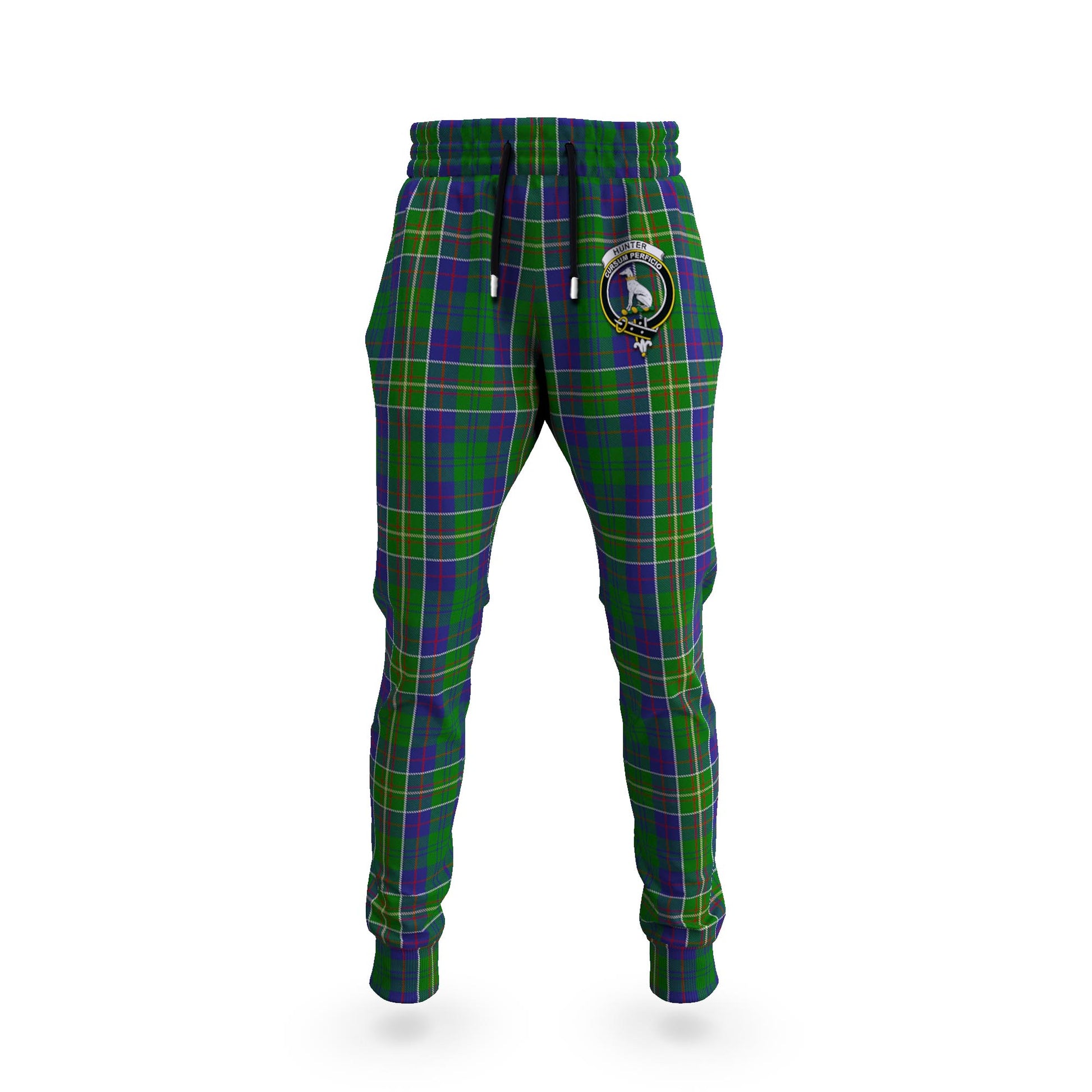 Hunter of Hunterston Tartan Joggers Pants with Family Crest - Tartanvibesclothing