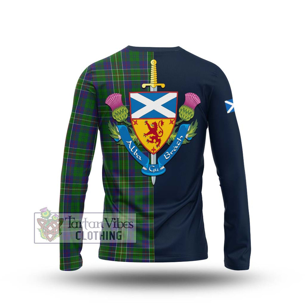 Tartan Vibes Clothing Hunter of Hunterston Tartan Long Sleeve T-Shirt with Scottish Lion Royal Arm Half Style