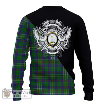 Hunter of Hunterston Tartan Ugly Sweater with Family Crest and Military Logo Style