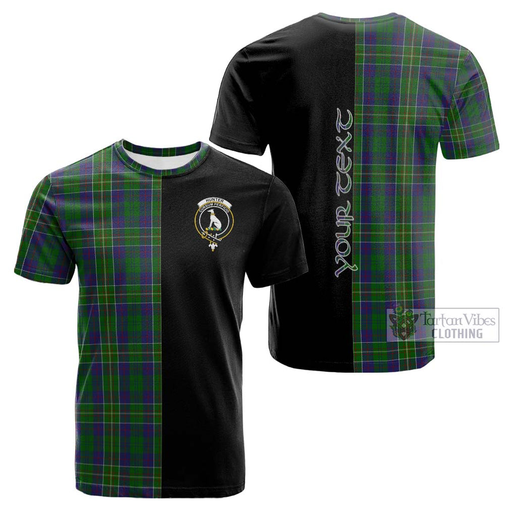 Tartan Vibes Clothing Hunter of Hunterston Tartan Cotton T-shirt with Family Crest and Half Of Me Style