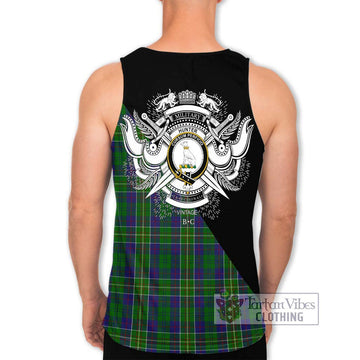 Hunter of Hunterston Tartan Men's Tank Top with Family Crest and Military Logo Style