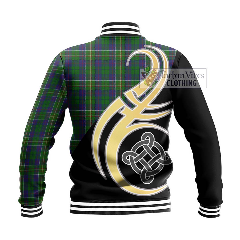 Hunter of Hunterston Tartan Baseball Jacket with Family Crest and Celtic Symbol Style - Tartan Vibes Clothing