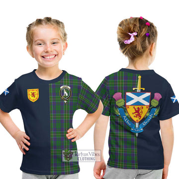 Hunter of Hunterston Tartan Kid T-Shirt Alba with Scottish Lion Royal Arm Half Style