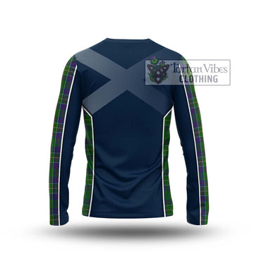 Hunter of Hunterston Tartan Long Sleeve T-Shirt with Family Crest and Lion Rampant Vibes Sport Style