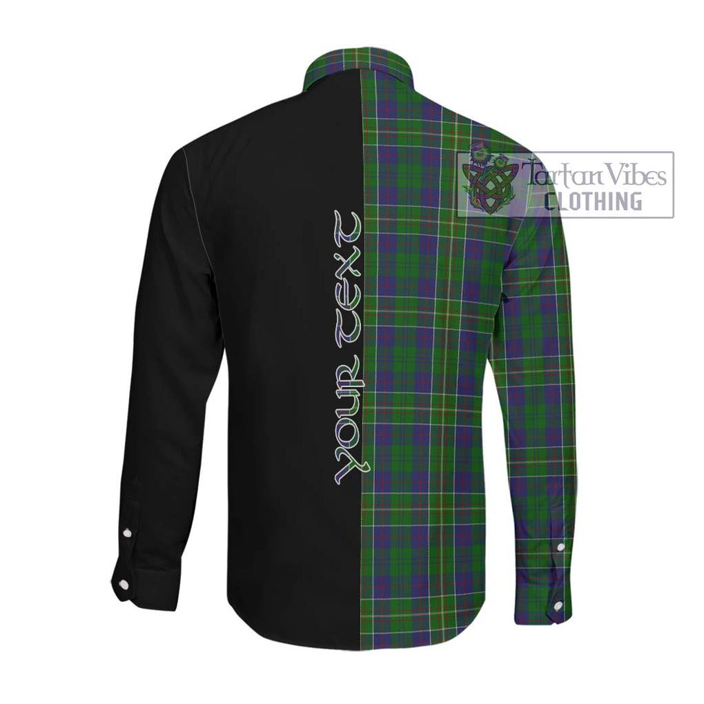 Hunter of Hunterston Tartan Long Sleeve Button Shirt with Family Crest and Half Of Me Style Men's Shirt - Tartanvibesclothing Shop