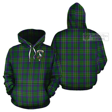 Hunter of Hunterston Tartan Cotton Hoodie with Family Crest