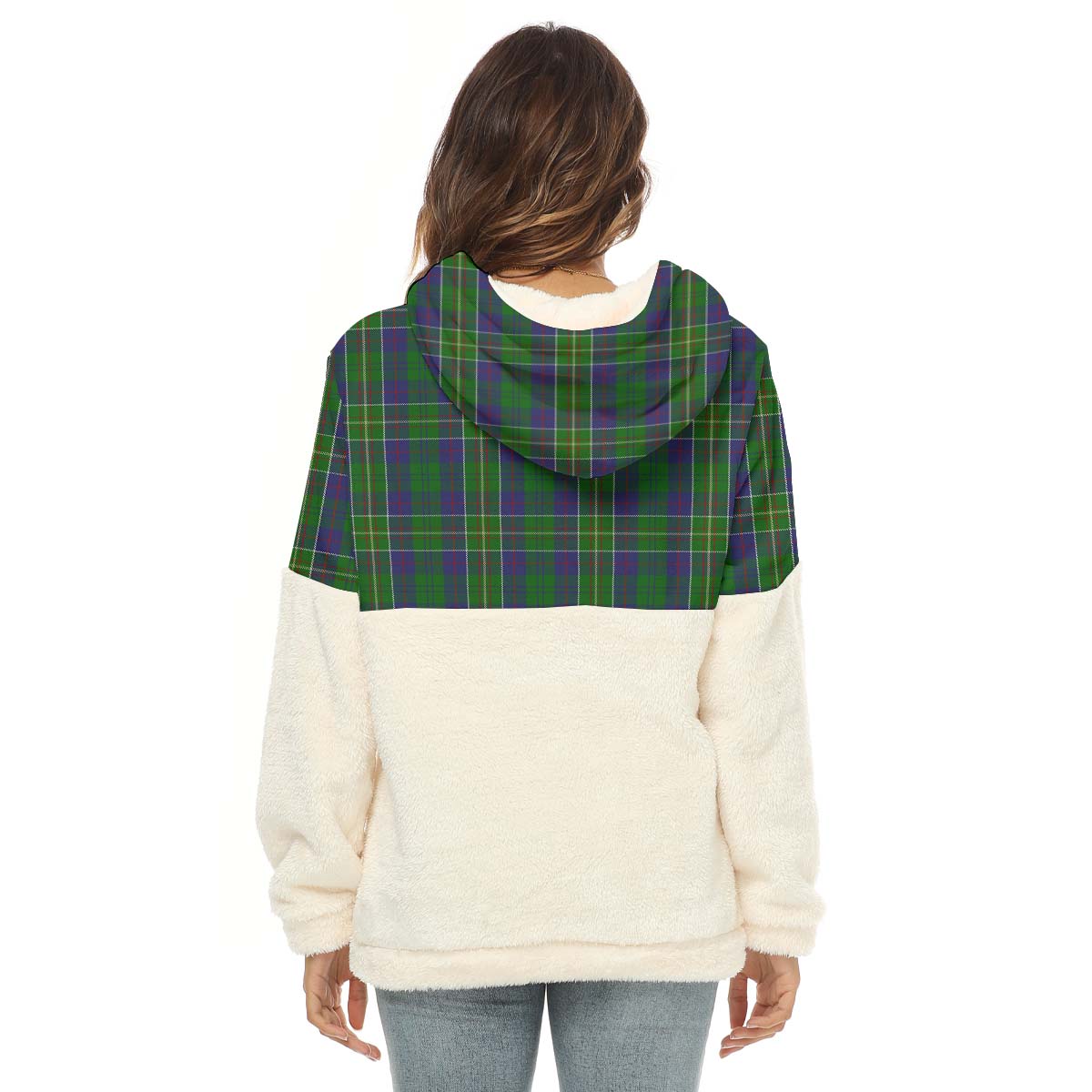 Hunter of Hunterston Tartan Women's Borg Fleece Hoodie With Half Zip - Tartan Vibes Clothing