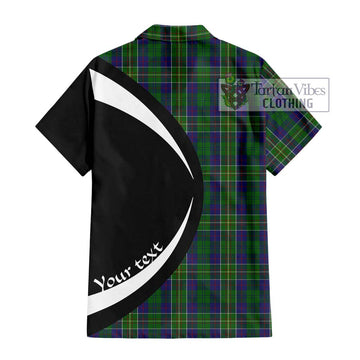 Hunter of Hunterston Tartan Short Sleeve Button Up with Family Crest Circle Style