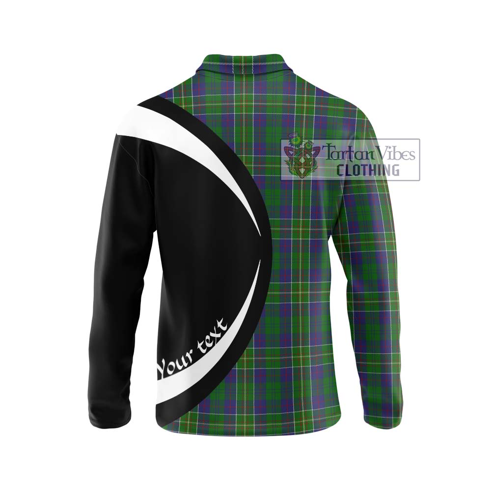 Hunter of Hunterston Tartan Long Sleeve Polo Shirt with Family Crest Circle Style - Tartan Vibes Clothing