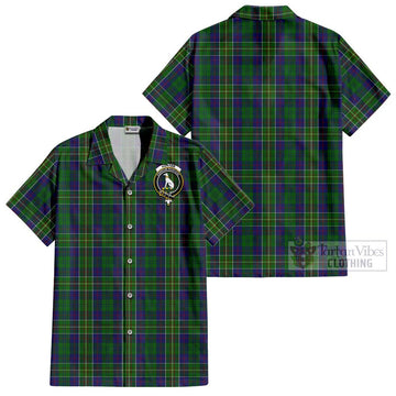 Hunter of Hunterston Tartan Cotton Hawaiian Shirt with Family Crest