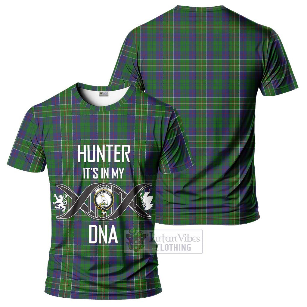 Hunter of Hunterston Tartan T-Shirt with Family Crest DNA In Me Style - Tartan Vibes Clothing