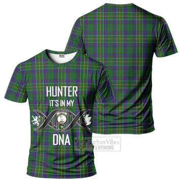 Hunter of Hunterston Tartan T-Shirt with Family Crest DNA In Me Style