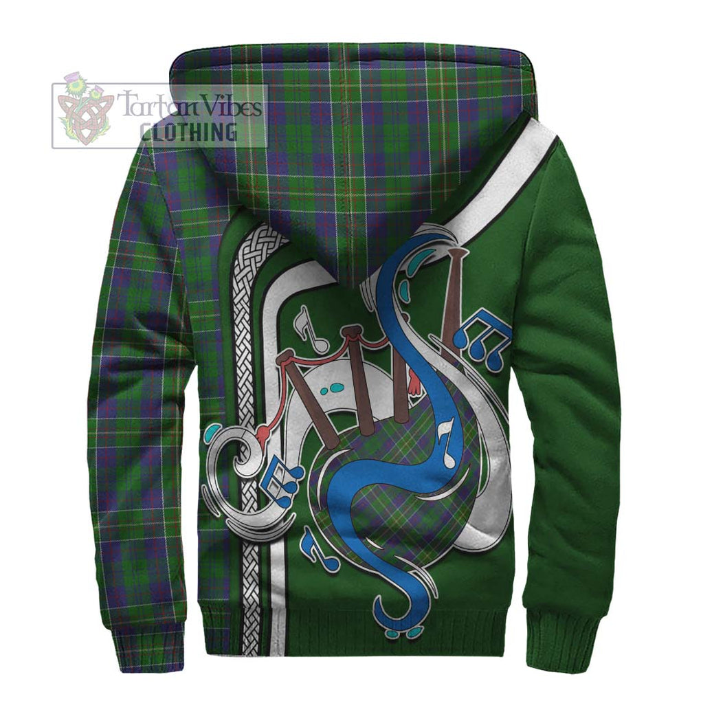 Hunter of Hunterston Tartan Sherpa Hoodie with Epic Bagpipe Style - Tartanvibesclothing Shop