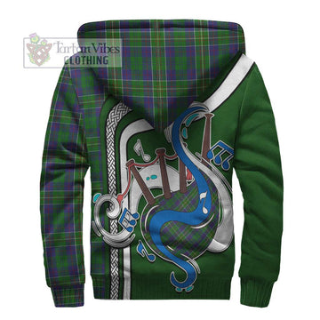 Hunter of Hunterston Tartan Sherpa Hoodie with Epic Bagpipe Style