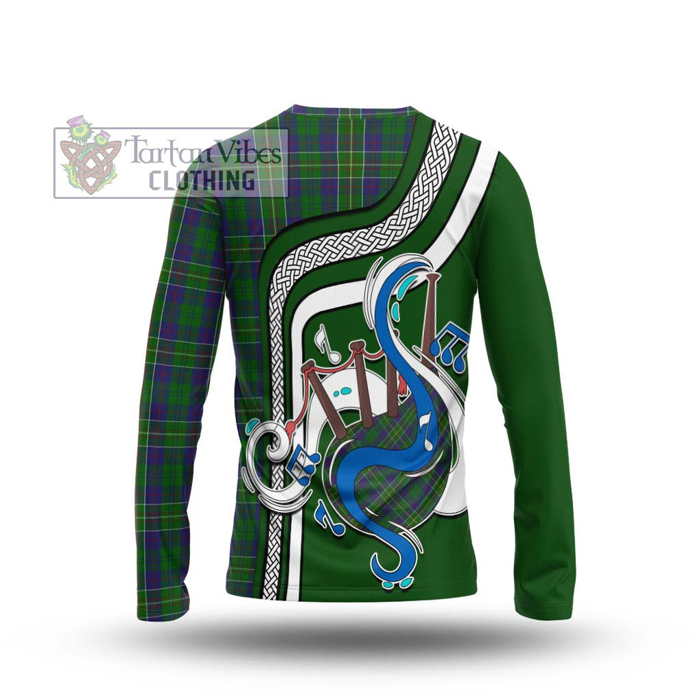 Tartan Vibes Clothing Hunter of Hunterston Tartan Long Sleeve T-Shirt with Epic Bagpipe Style