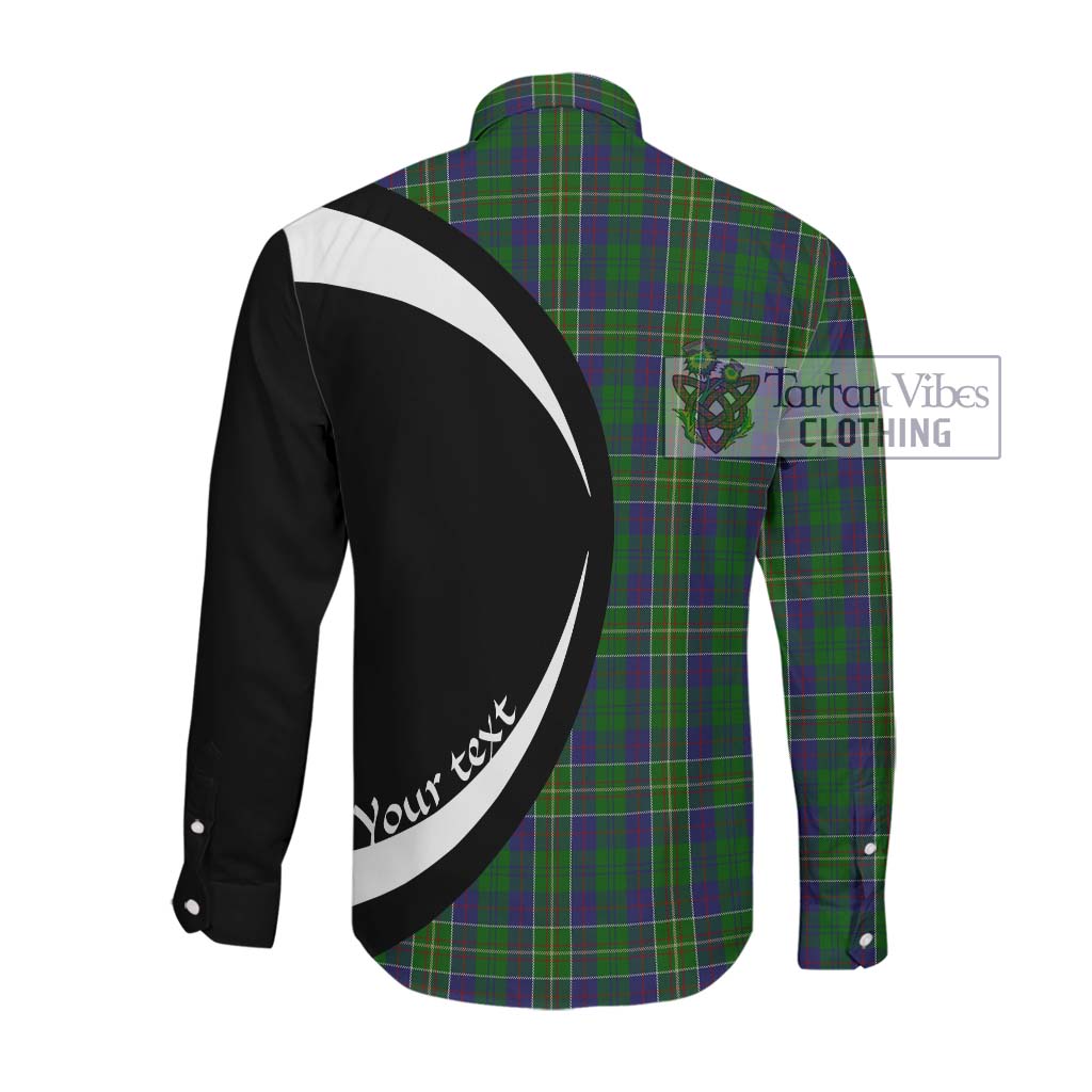 Hunter of Hunterston Tartan Long Sleeve Button Up with Family Crest Circle Style Men's Shirt - Tartan Vibes Clothing