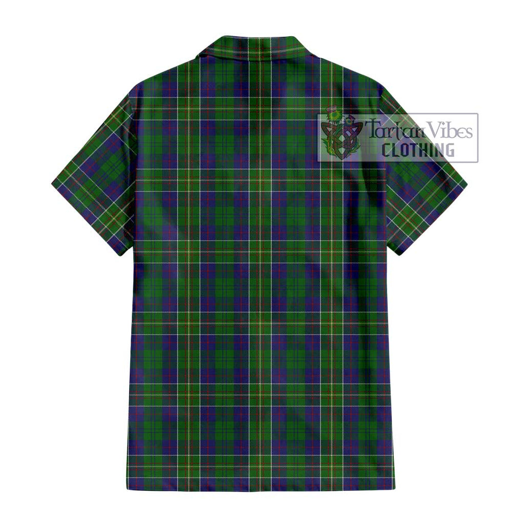 Hunter of Hunterston Tartan Short Sleeve Button Shirt with Family Crest DNA In Me Style - Tartanvibesclothing Shop