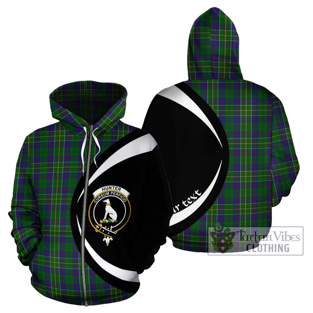 Tartan Vibes Clothing Hunter of Hunterston Tartan Hoodie with Family Crest Circle Style