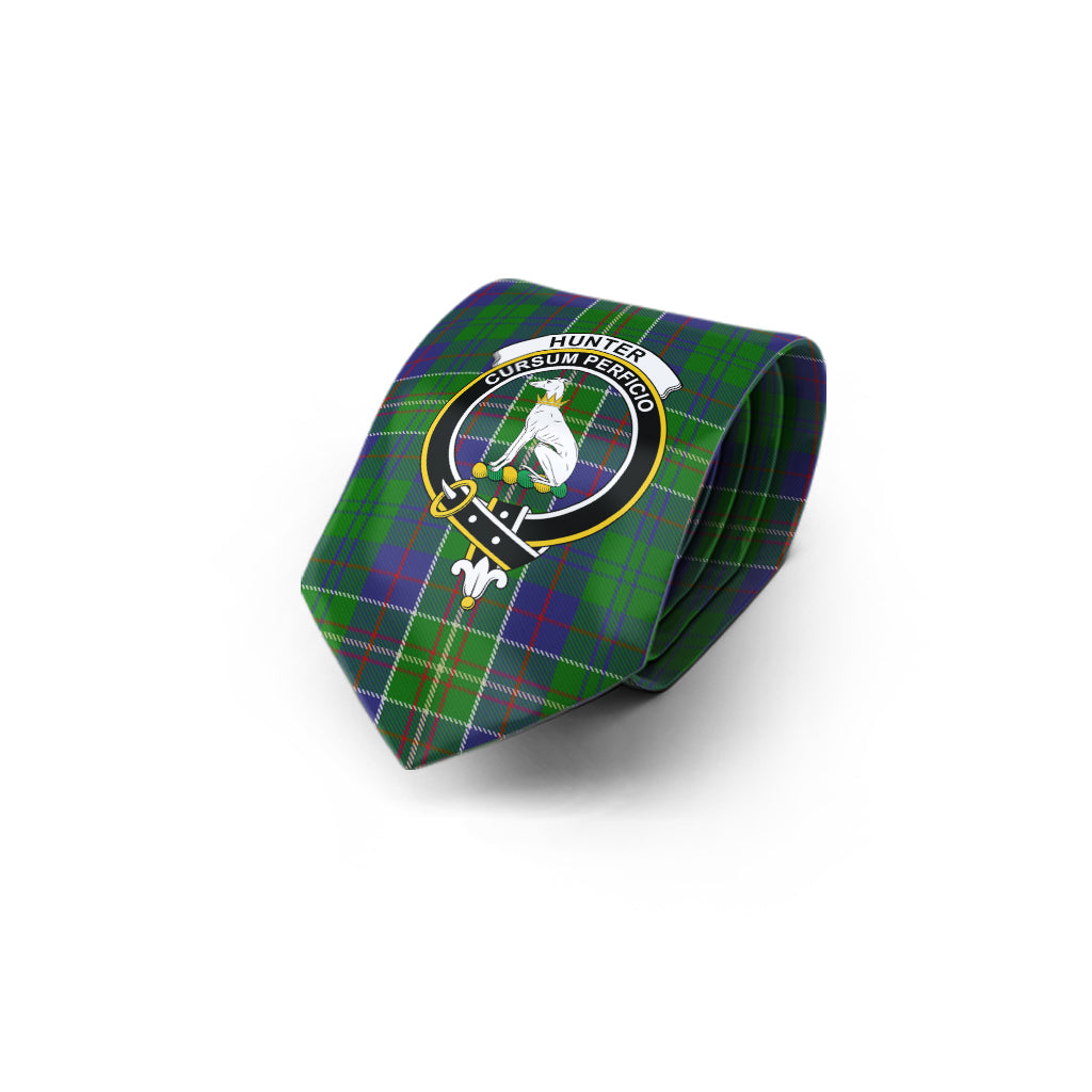 Hunter of Hunterston Tartan Classic Necktie with Family Crest - Tartan Vibes Clothing