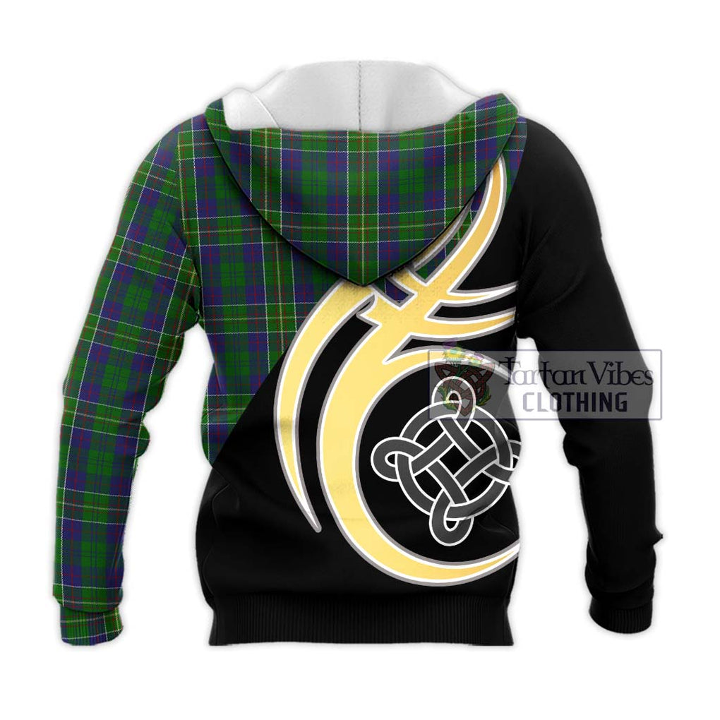 Hunter of Hunterston Tartan Knitted Hoodie with Family Crest and Celtic Symbol Style - Tartan Vibes Clothing