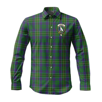 Hunter of Hunterston Tartan Long Sleeve Button Up Shirt with Family Crest