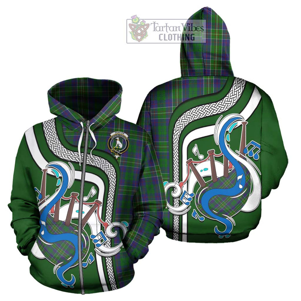 Hunter of Hunterston Tartan Hoodie with Epic Bagpipe Style - Tartanvibesclothing Shop