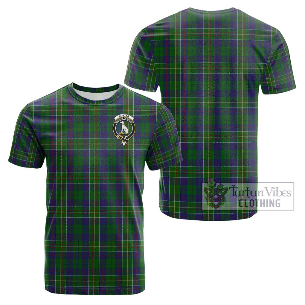 Hunter of Hunterston Tartan Cotton T-Shirt with Family Crest Kid's Shirt - Tartanvibesclothing Shop