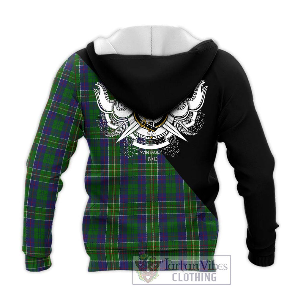 Hunter of Hunterston Tartan Knitted Hoodie with Family Crest and Military Logo Style - Tartanvibesclothing Shop