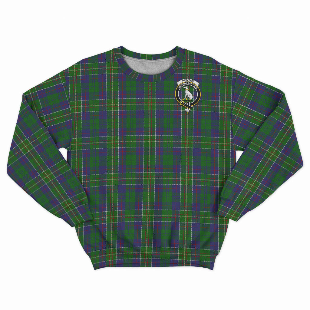 Hunter of Hunterston Tartan Sweatshirt with Family Crest - Tartan Vibes Clothing