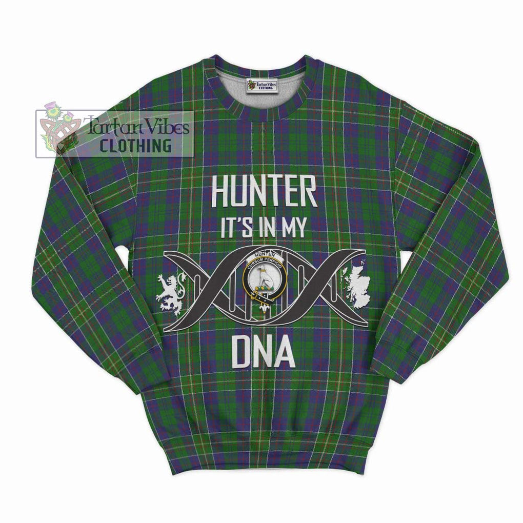 Hunter of Hunterston Tartan Sweatshirt with Family Crest DNA In Me Style - Tartanvibesclothing Shop