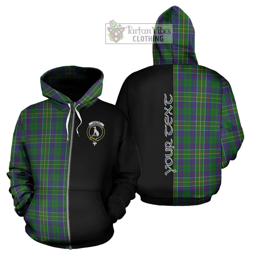 Hunter of Hunterston Tartan Hoodie with Family Crest and Half Of Me Style - Tartanvibesclothing Shop