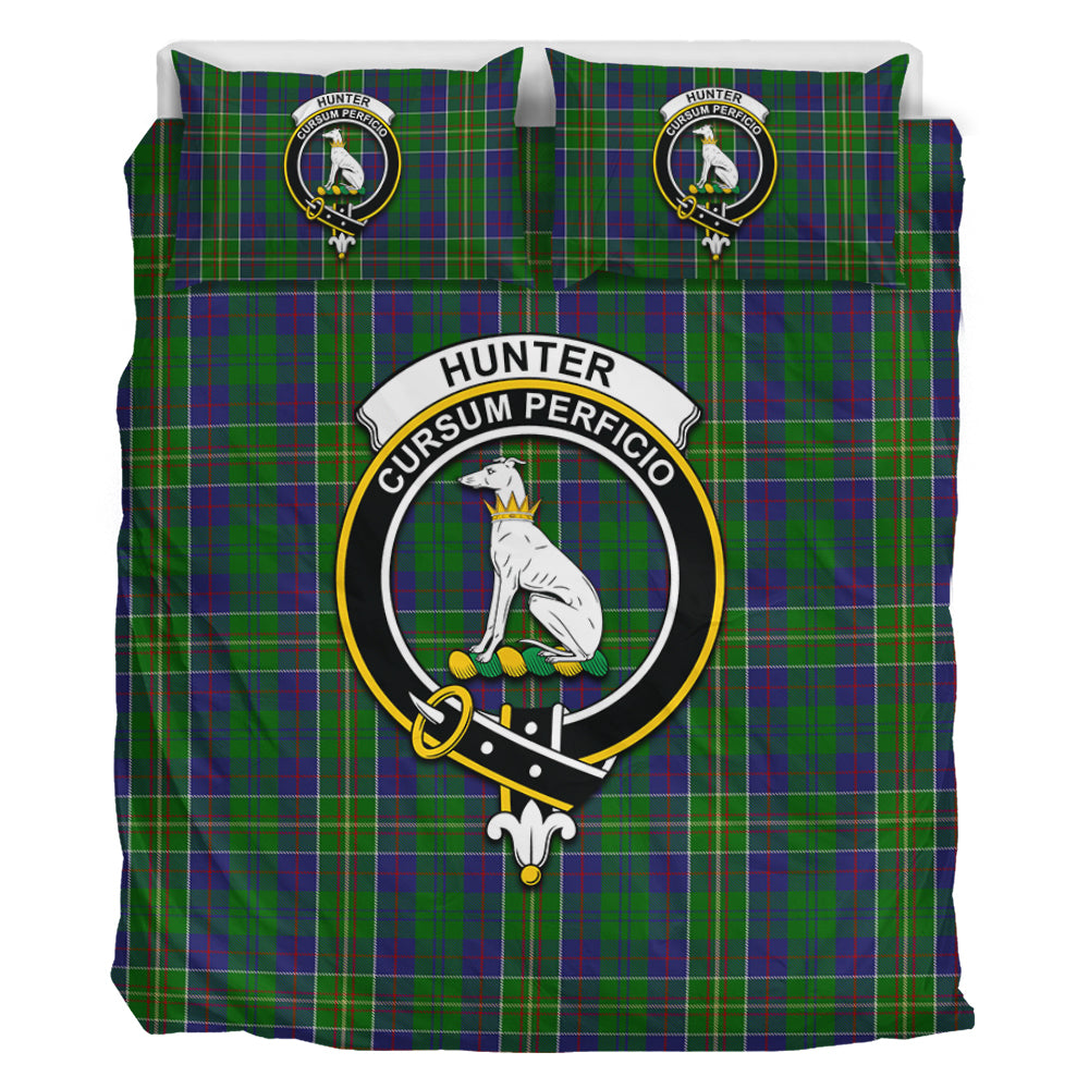 Hunter of Hunterston Tartan Bedding Set with Family Crest - Tartan Vibes Clothing