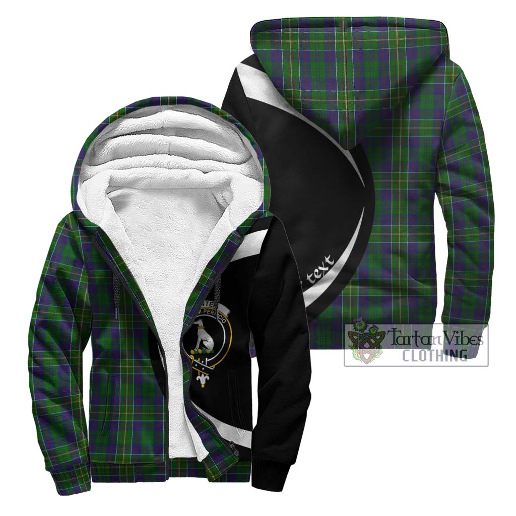 Hunter of Hunterston Tartan Sherpa Hoodie with Family Crest Circle Style Unisex - Tartan Vibes Clothing