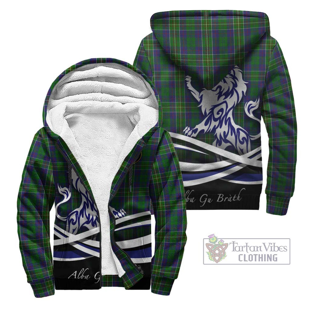 Hunter of Hunterston Tartan Sherpa Hoodie with Alba Gu Brath Regal Lion Emblem Unisex - Tartanvibesclothing Shop