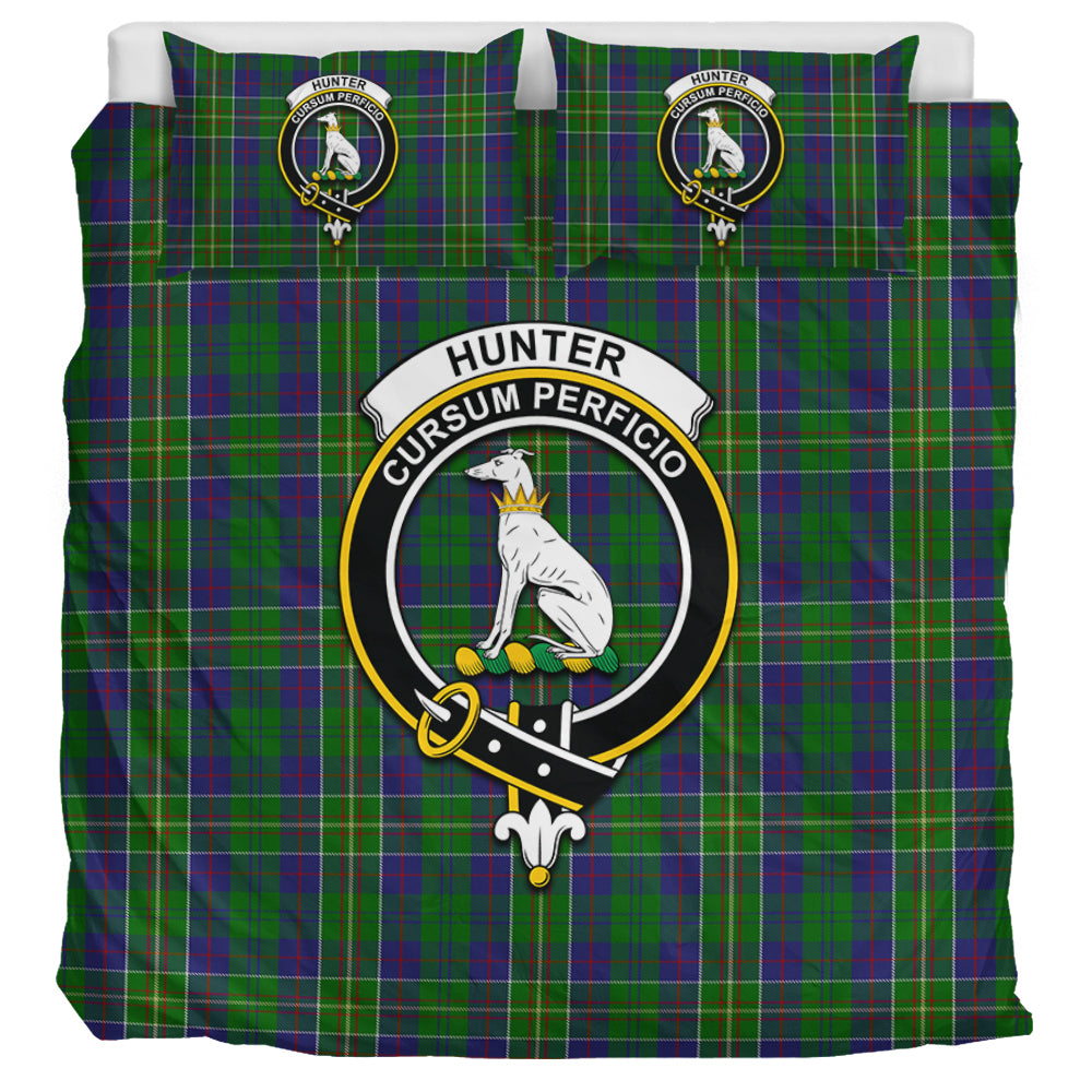 Hunter of Hunterston Tartan Bedding Set with Family Crest UK Bedding Set UK Super King 104*94 inch - Tartan Vibes Clothing