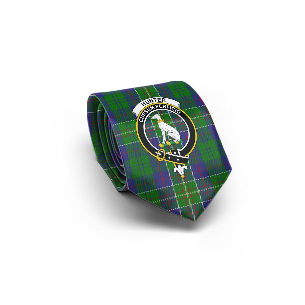 Hunter of Hunterston Tartan Classic Necktie with Family Crest - Tartan Vibes Clothing