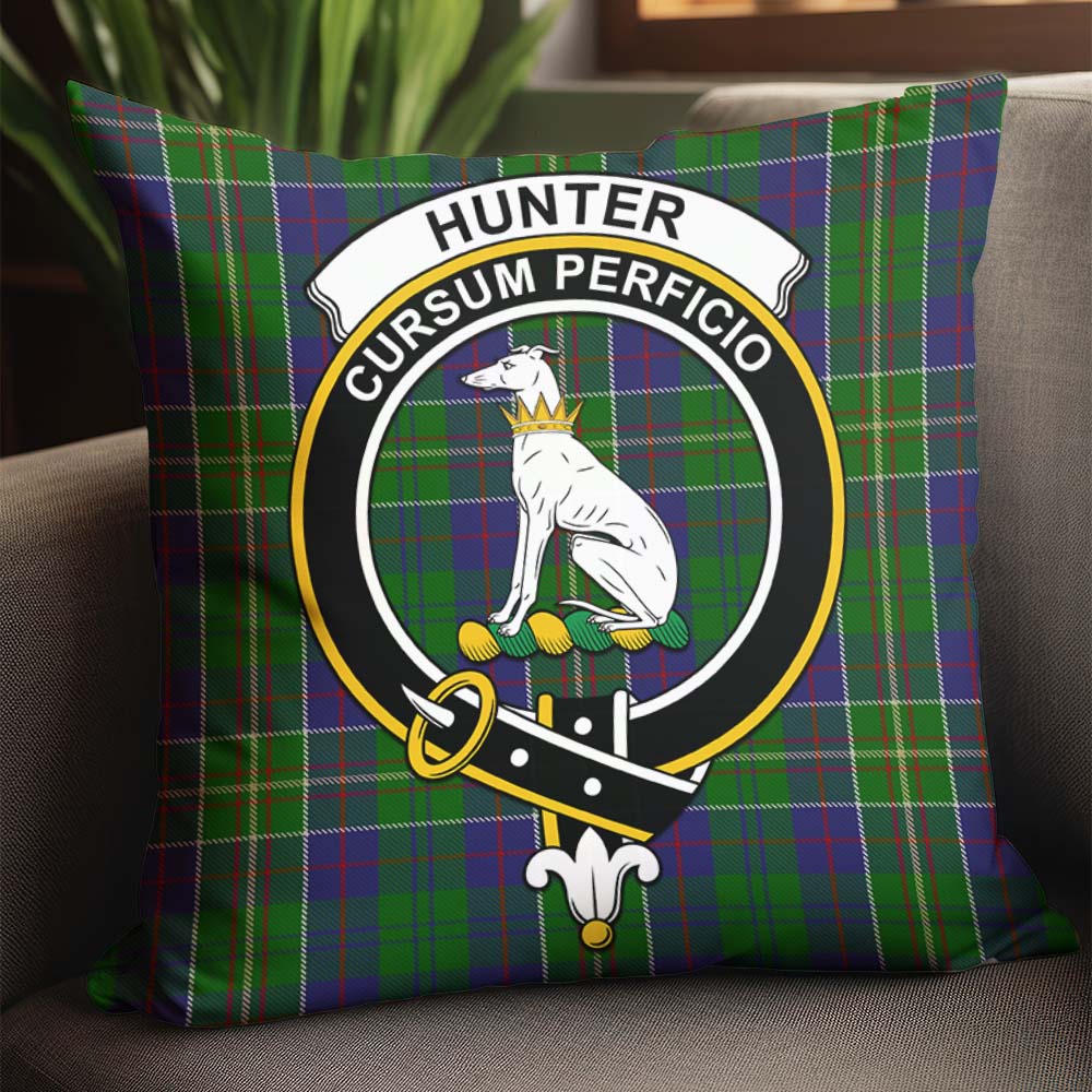 Hunter of Hunterston Tartan Pillow Cover with Family Crest - Tartanvibesclothing