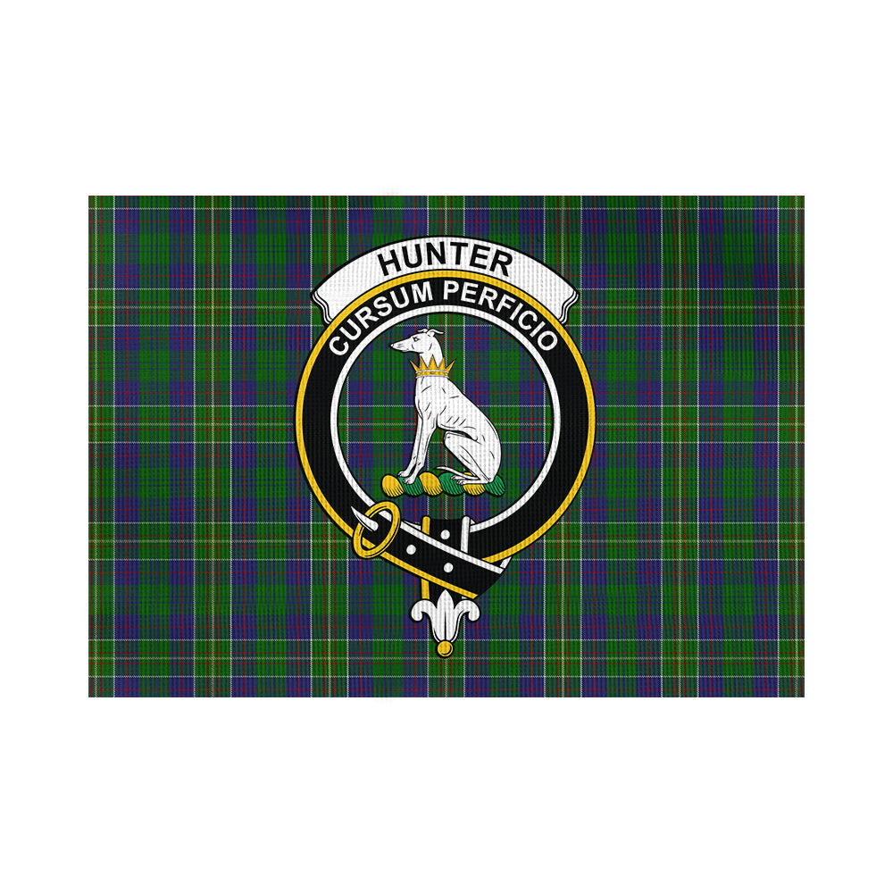 Hunter of Hunterston Tartan Flag with Family Crest - Tartan Vibes Clothing