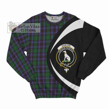 Hunter of Peebleshire Tartan Sweatshirt with Family Crest Circle Style