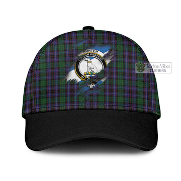 Hunter of Peebleshire Tartan Classic Cap with Family Crest In Me Style